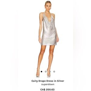 REVOLVE Superdown Small Caity SILVER Metal Drape Dress. Worn once for a party.